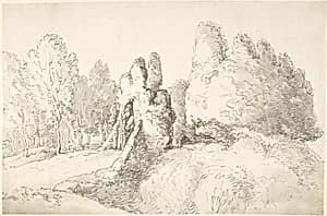 Wooded Landscape with Ruins by Thomas Rowlandson