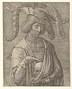 Young Man with a Skull by Lucas van Leyden