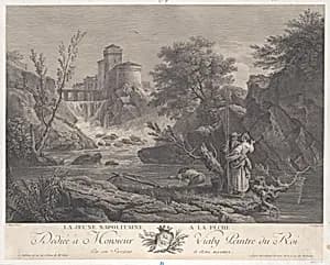 Young Neapolitan Woman Fishing by Joseph Vernet|Jean Jacques Le Veau
