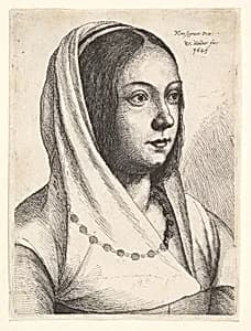 Young woman with a scarf on her head by Wenceslaus Hollar|Francesco Bonsignori