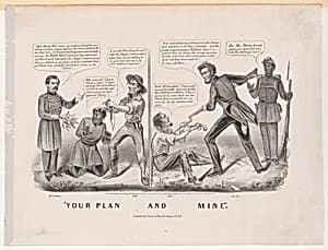 "Your Plan and Mine" by Abraham Lincoln|General George B. McClellan|Jefferson Davis|Currier & Ives