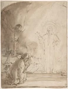 Zacharias and the Angel by Rembrandt (Rembrandt van Rijn)