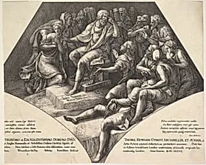 Zaleucus (Seleucus) and his son by Giulio Romano|Wenceslaus Hollar|Thomas Howard, 14th Earl of Arundel