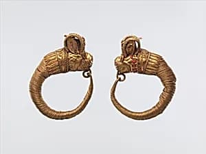 Earrings with lion-griffin terminal by Unknown Artist