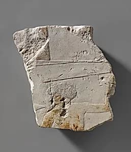 Fragment from a battle scene depicting a foreigner throwing a spear and holding a distinctive shield by Unknown Artist
