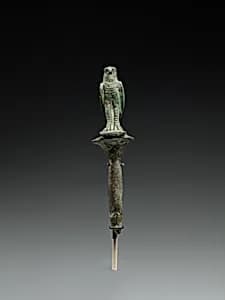 Horus falcon on papyrus stem by Unknown Artist
