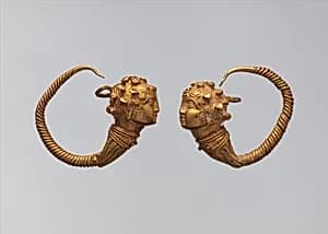 Maenad-head earrings by Unknown Artist