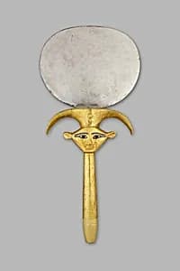 Mirror with Hathor Emblem Handle by Unknown Artist