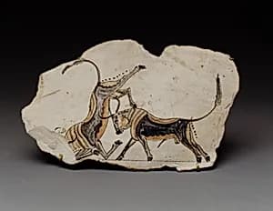 Ostracon with fighting bulls by Unknown Artist