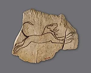 Ostracon with sketch of a running lion by Unknown Artist