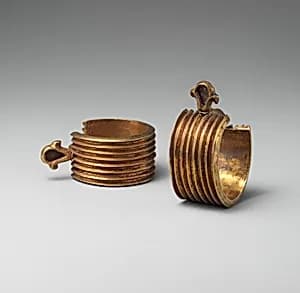Pair of Ribbed Penannular Earrings by Unknown Artist