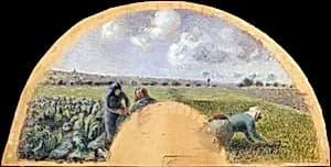 Fan Mount: The Cabbage Gatherers by Camille Pissarro