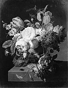 Flowers in a Stone Vase by Peter Faes