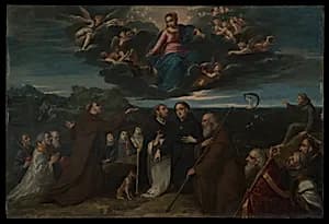 The Virgin Adored by Saints by Scarsellino (Ippolito Scarsella)