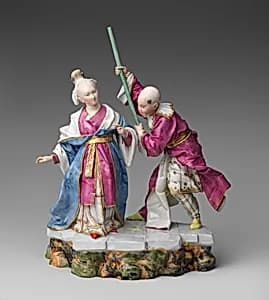 Chinese woman and servant by Höchst Manufactory