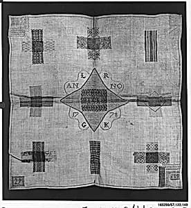 Embroidered darning sampler by Unknown Artist