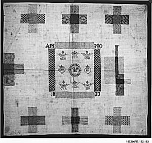 Embroidered darning sampler by Unknown Artist