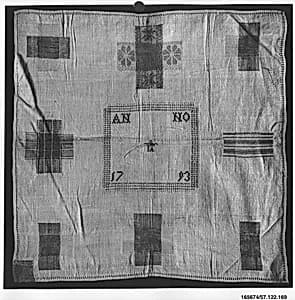 Embroidered darning sampler by Unknown Artist