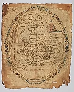 Embroidered map sampler by Unknown Artist