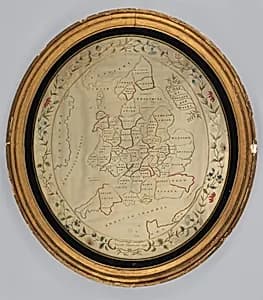 Embroidered map sampler by Unknown Artist