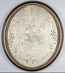 Embroidered map sampler by Unknown Artist