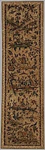 Embroidered panel with chinoiserie scenes by Unknown Artist