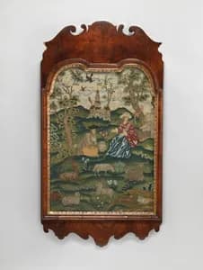 Embroidered picture of pastoral scene by Unknown Artist