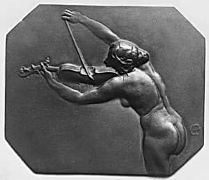 Female figure playing violin by Alexandre-Louis-Marie Charpentier