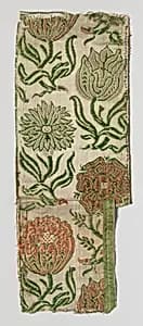 Floral silk satin fragment by Unknown Artist