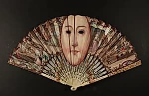 Folding Fan Depicting a Mask by Unknown Artist