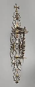 Handle and escutcheon with latch by Anonymous