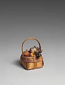 Handled basket with fruit by Unknown Artist