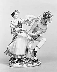 Harlequin and Columbine dancing by Johann Joachim Kändler|Meissen Manufactory