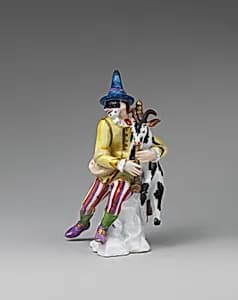 Harlequin with Goat as Bagpipes by Meissen Manufactory