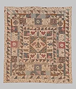 Hearts and Chess Pieces Quilt by Unknown Artist