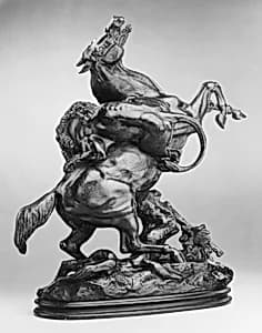 Horse Surprised by a Lion by Antoine-Louis Barye