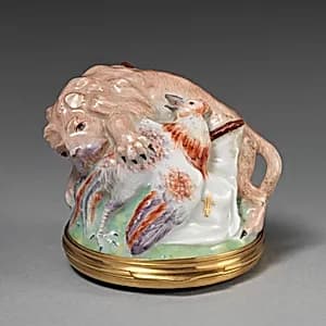 Lion and cock by Chelsea Porcelain Manufactory