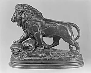 Lion with Boar by Antoine-Louis Barye