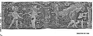 Needlepoint valance (one of three) by Unknown Artist