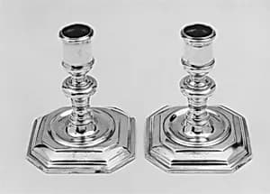 Pair of dressing table candlesticks by Joseph Bird