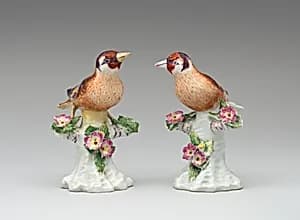 Pair of finches by Derby Porcelain Manufactory