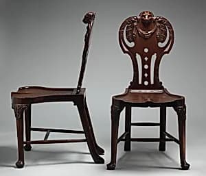 Pair of hall chairs by Unknown Artist