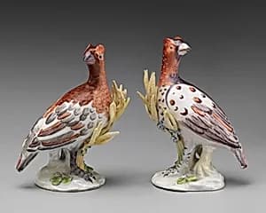 Pair of partridges by Chelsea Porcelain Manufactory
