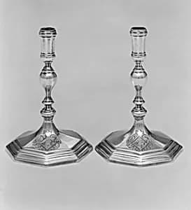 Pair of tapersticks by Thomas Merry I