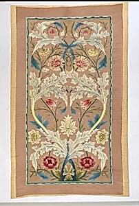 Panel of floral embroidery by William Morris|Catherine Holiday