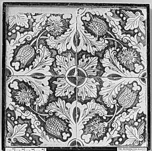 Panel of tiles (4) by Unknown Artist