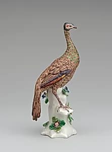 Peahen (one of a pair) by Bow Porcelain Factory