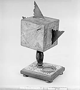 Portable cube sundial by E.C. Stockert