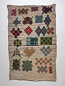 Sampler with geometric motifs by Unknown Artist