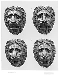 Set of four lion masks by Unknown Artist